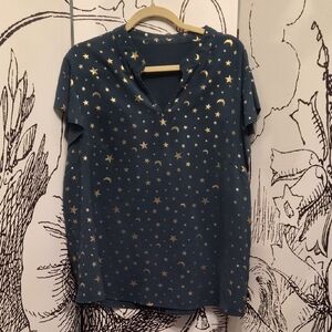 SHEIN Green Celestial Print Blouse